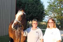 Thanks to Little Miss  Perfection (gray horse) owned by Anita Pate and Tri-Mi Goody Two Shoes owned by Linda Shaddy. Linda Shaddy and Jan Cunningham show off Tri-Mi Goody Two shoes.